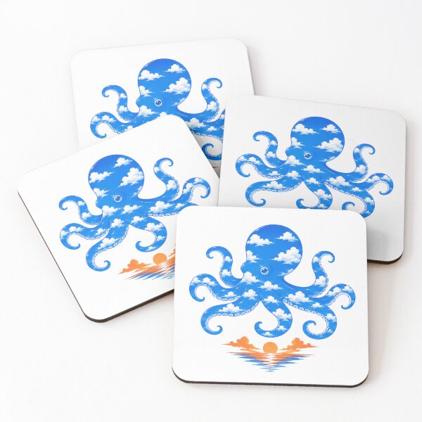 Item preview, Octopus Sky – Blue Cloud Octopus Sunset Ocean Art designed and sold by Cloud Tide Studio.