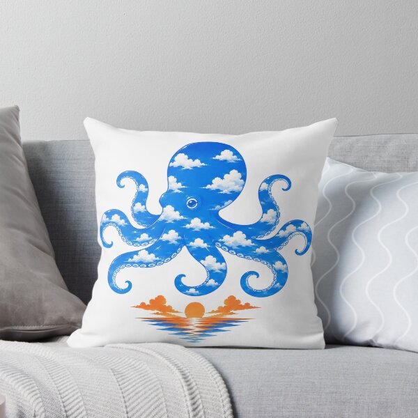 Item preview, Octopus Sky – Blue Cloud Octopus Sunset Ocean Art designed and sold by Cloud Tide Studio.