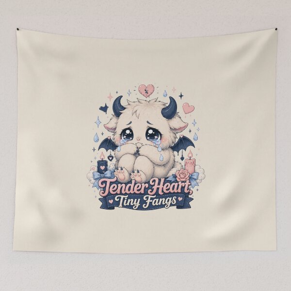 Item preview, Tender Heart Tiny Fangs Cute Kawaii Monster designed and sold by House of Rein.