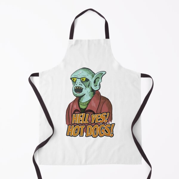 Item preview, Hell Yes Hot Dogs Funny Goblin Monster BBQ Design designed and sold by ZevyStores.