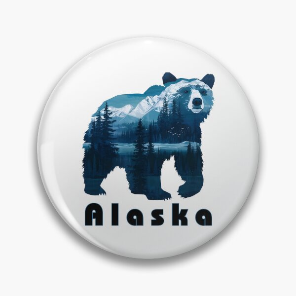 Item preview, Alaska Bear Double Exposure Mountain Forest Nature Wildlife Art designed and sold by artizallart.