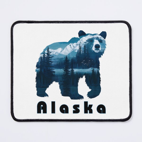 Item preview, Alaska Bear Double Exposure Mountain Forest Nature Wildlife Art designed and sold by artizallart.