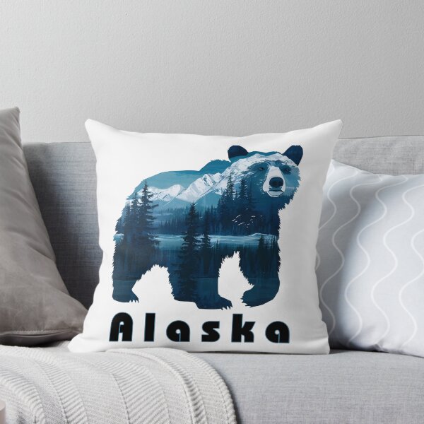 Item preview, Alaska Bear Double Exposure Mountain Forest Nature Wildlife Art designed and sold by artizallart.