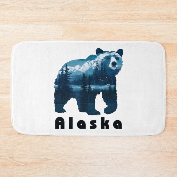 Item preview, Alaska Bear Double Exposure Mountain Forest Nature Wildlife Art designed and sold by artizallart.