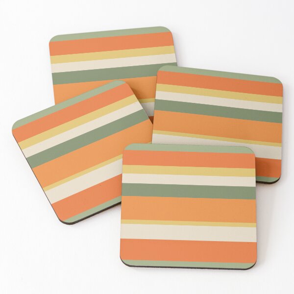 Item preview, Retro Vintage Stripes in Mossy Olive Sage Green Orange Mustard designed and sold by kierkegaard.