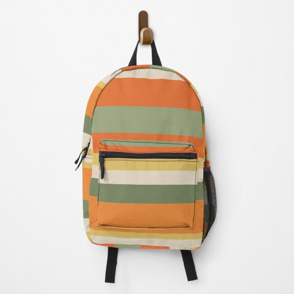 Item preview, Retro Vintage Stripes in Mossy Olive Sage Green Orange Mustard designed and sold by kierkegaard.