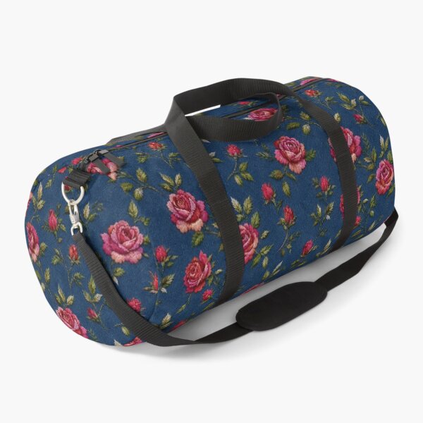 Item preview, Roses embroidered smooth on denim background designed and sold by fuzzyfox.