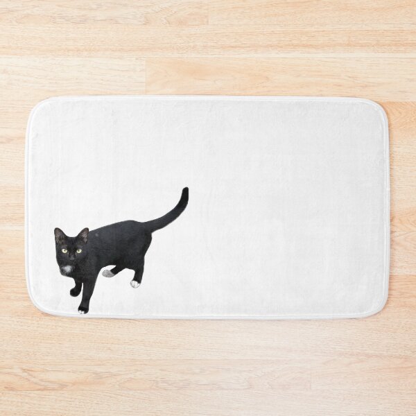 Item preview, beautiful sleek black cat standing and looking at the camera, isolated on a clean white background, perfect for pet-related designs and projects. designed and sold by pipikijung.