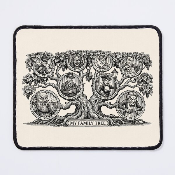 Item preview, Funny Criminal Family Tree Vintage Woodcut Illustration designed and sold by KiwiRider.