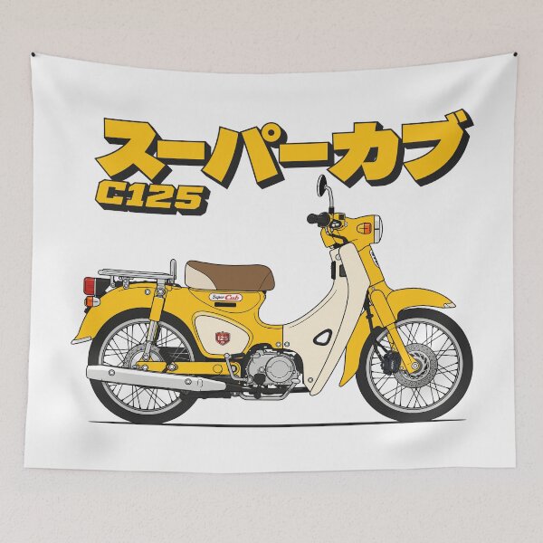 Item preview, Yellow Super Cub C125 | Japanese Retro Motorcycle Vector Art designed and sold by Leeded.