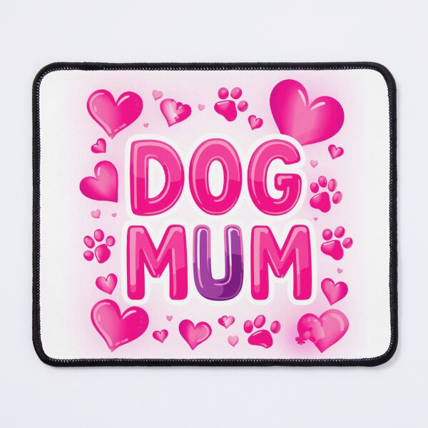 Item preview, Dog Mum – Pink Hearts & Paw Prints Typography designed and sold by I Sell Stuff.