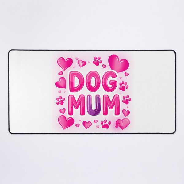 Item preview, Dog Mum – Pink Hearts & Paw Prints Typography designed and sold by I Sell Stuff.