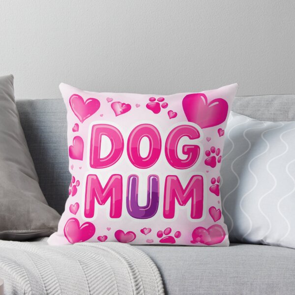 Item preview, Dog Mum – Pink Hearts & Paw Prints Typography designed and sold by I Sell Stuff.