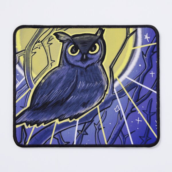 Item preview, Midnight Owl Under Full Moon Blue Celestial Illustration designed and sold by ImpastoWild.