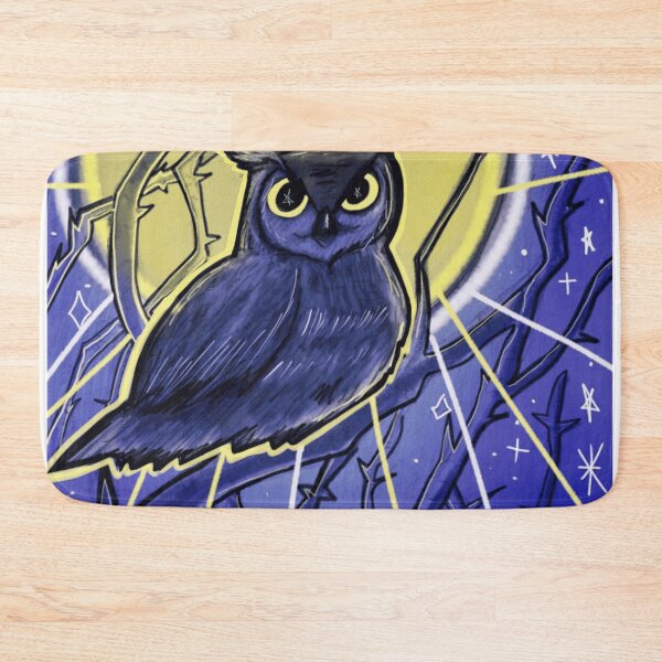 Item preview, Midnight Owl Under Full Moon Blue Celestial Illustration designed and sold by ImpastoWild.