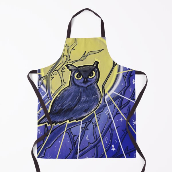 Item preview, Midnight Owl Under Full Moon Blue Celestial Illustration designed and sold by ImpastoWild.