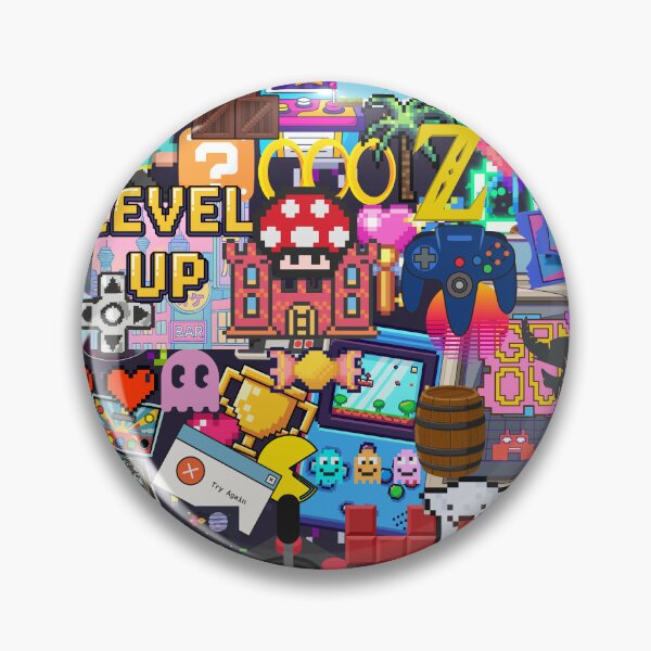 Item preview, Retro Gaming Stickerbomb Pixel Art Arcade Collage designed and sold by Side By Side Studio.