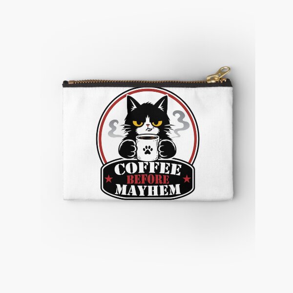 Item preview, Mischievous Black Cat with Coffee - Vintage Sign Style Cat Design_WH designed and sold by AckeeWolf.