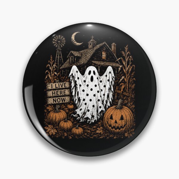 Item preview, I Live Here Now Ghost Pumpkin designed and sold by Cravens-Museum.