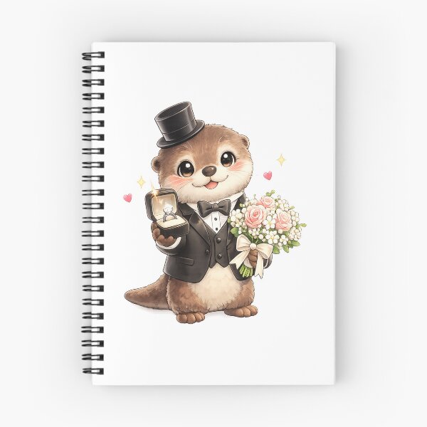 Item preview, Cute Otter Proposing with Diamond Ring and Roses designed and sold by QuiteOrbit.
