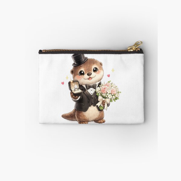 Item preview, Cute Otter Proposing with Diamond Ring and Roses designed and sold by QuiteOrbit.
