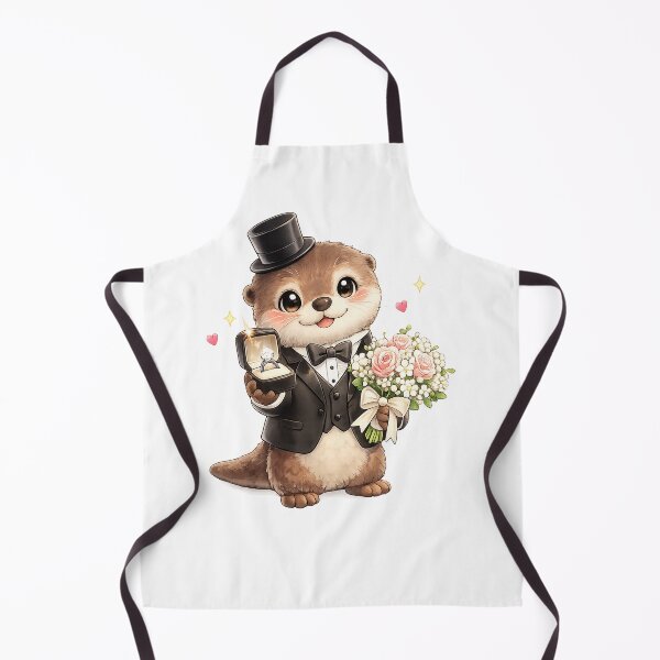 Item preview, Cute Otter Proposing with Diamond Ring and Roses designed and sold by QuiteOrbit.