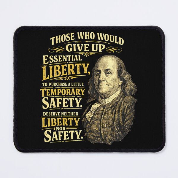 Item preview, Benjamin Franklin Essential Liberty Temporary Safety Quote Design designed and sold by extrisiceye.