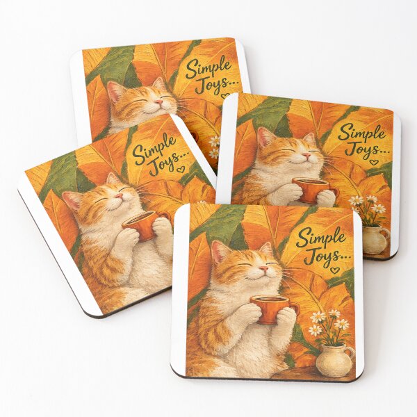Item preview, Simple Joys... | Cozy Cat Coffee Aesthetic Sticker designed and sold by Genzfirevibes.