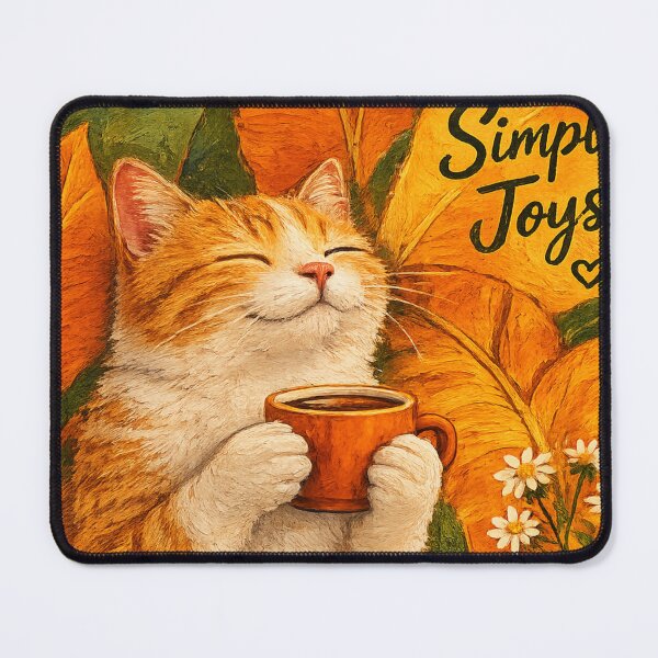 Item preview, Simple Joys... | Cozy Cat Coffee Aesthetic Sticker designed and sold by Genzfirevibes.