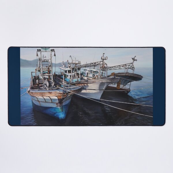 Item preview, Rustic Fishing Boats in the Harbor - Realistic Fine Art designed and sold by HaedamArt.