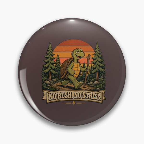 Item preview, No Rush, No Stress Funny Turtle Hiking Retro Nature designed and sold by freshwear design.