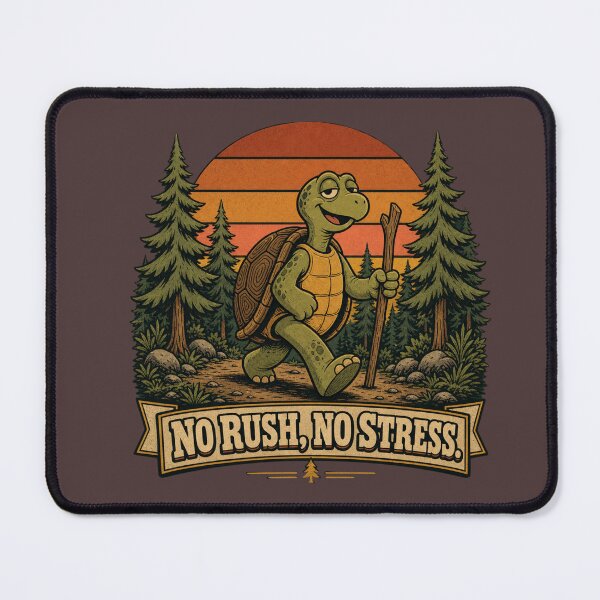 Item preview, No Rush, No Stress Funny Turtle Hiking Retro Nature  designed and sold by freshwear design.
