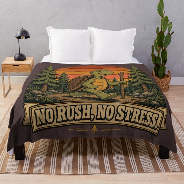 Item preview, No Rush, No Stress Funny Turtle Hiking Retro Nature designed and sold by freshwear design.