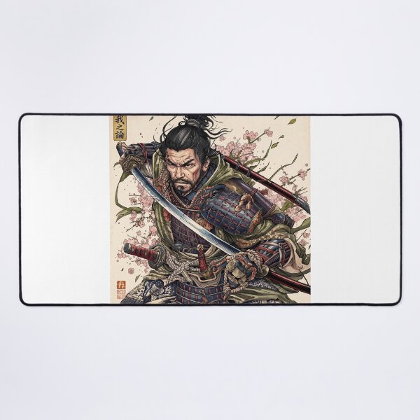 Item preview, Japanese Samurai and Cherry Blossoms designed and sold by whiteblackcat.