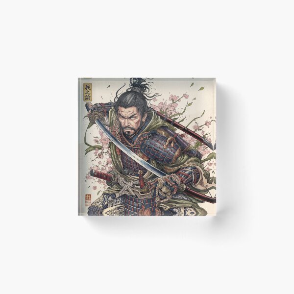 Item preview, Japanese Samurai and Cherry Blossoms designed and sold by whiteblackcat.