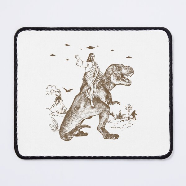 Item preview, Jesus Riding Dinosaur Funny Christian Retro Illustration designed and sold by ronakris009.