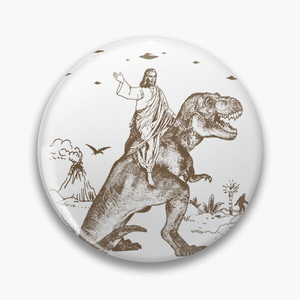 Item preview, Jesus Riding Dinosaur Funny Christian Retro Illustration designed and sold by ronakris009.