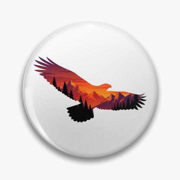 Item preview, Soaring Eagle Sunset Silhouette - Mountain Range Wildlife Art designed and sold by pattman.