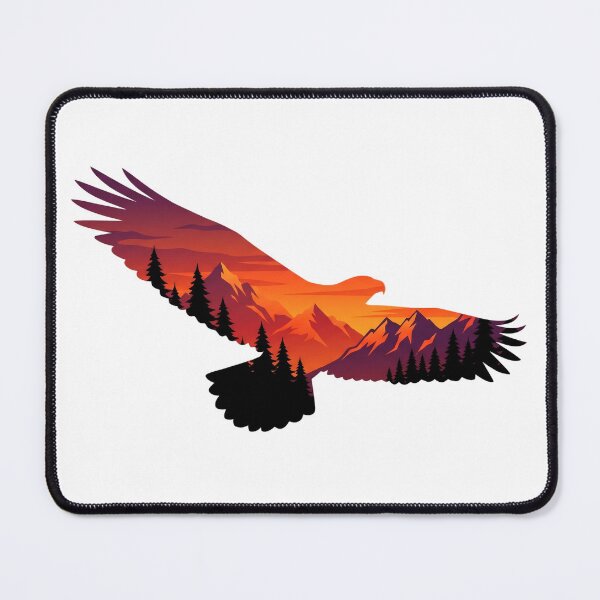 Item preview, Soaring Eagle Sunset Silhouette - Mountain Range Wildlife Art designed and sold by pattman.