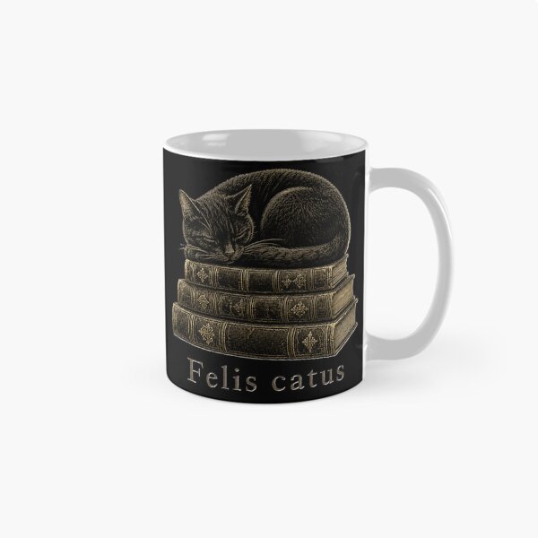Item preview, Sleeping Black Cat on Books Vintage Engraving T-Shirt | Dark Academia Cozy Reading Art designed and sold by The Archive.