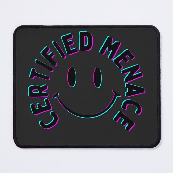 Item preview, neon smiley: certified menace designed and sold by Chaotic Illustrations by Nessie.