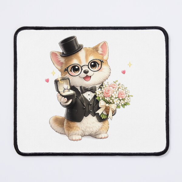 Item preview, funny dog Proposing with Diamond Ring and Roses designed and sold by QuiteOrbit.
