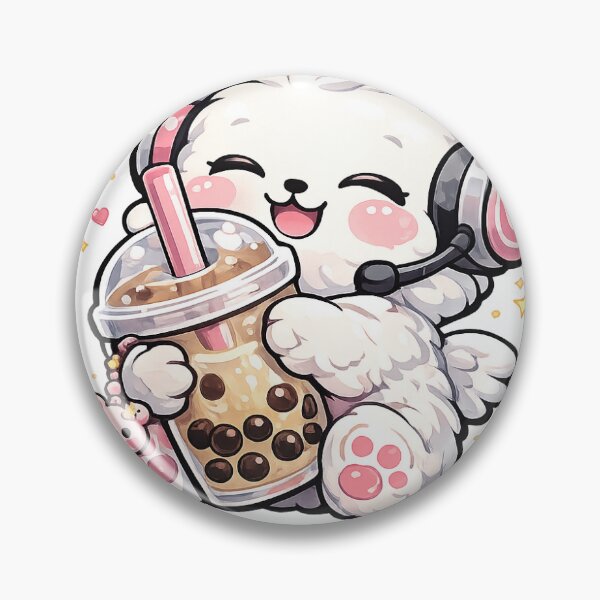 Item preview, Cute Bubble Tea Headphone Fluffy Character designed and sold by ArtPrintPov.