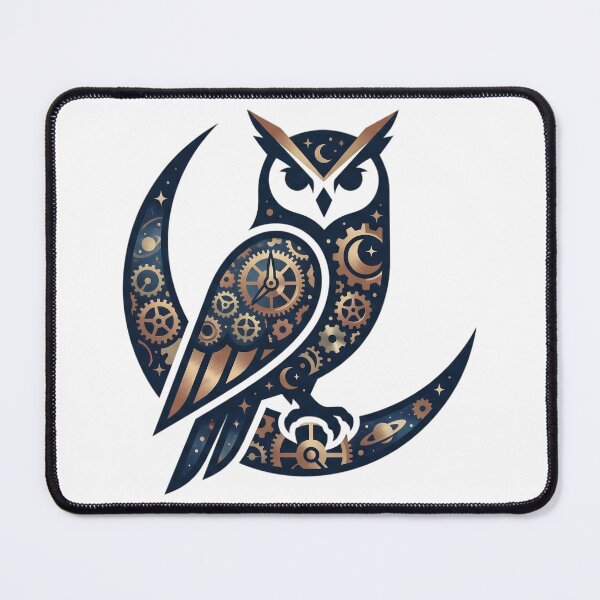 Item preview, Steampunk Clockwork Owl Silhouette - Celestial Moon Wisdom designed and sold by pattman.