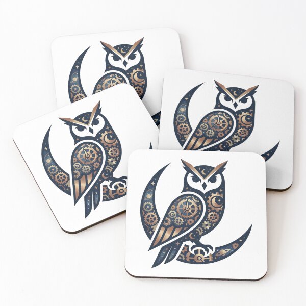 Item preview, Steampunk Clockwork Owl Silhouette - Celestial Moon Wisdom designed and sold by pattman.