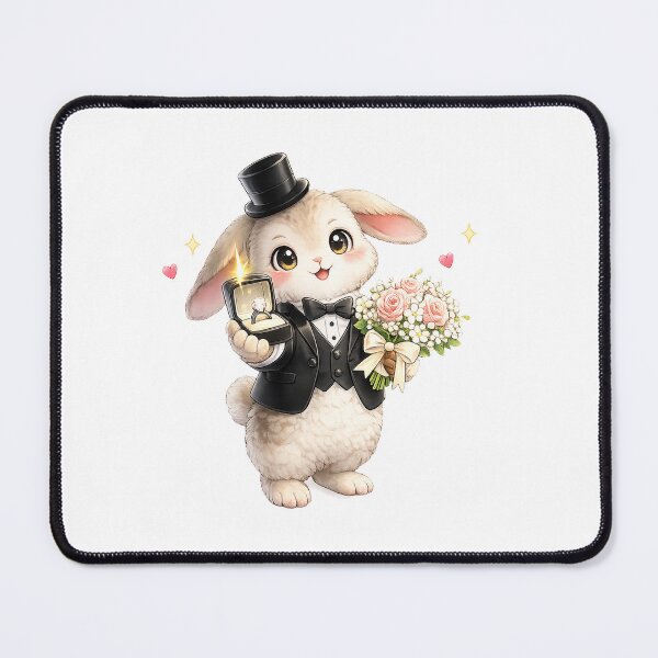 Item preview, Adorable Rabit Groom with Ring and Flowers designed and sold by QuiteOrbit.