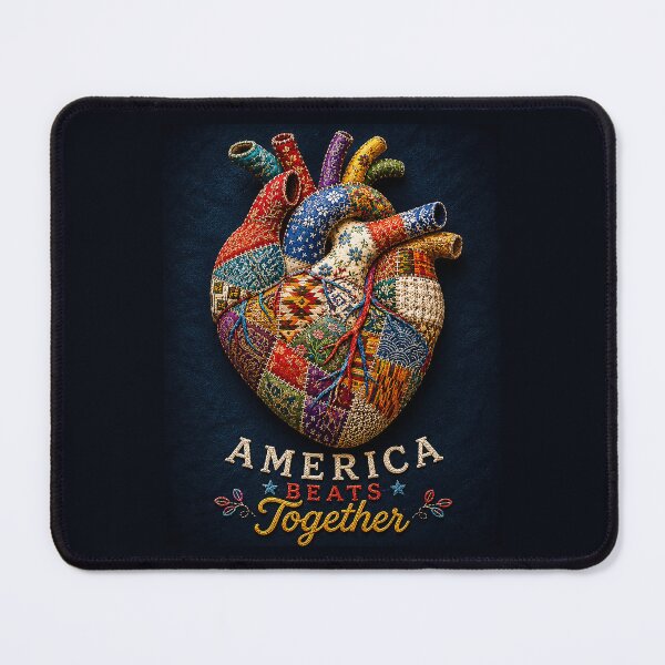 Item preview, ✂️ STITCHED TOGETHER COLLECTION ✂️- ❤️ America Beats Together - Patchwork anatomical heart designed and sold by WheelieGdArt.