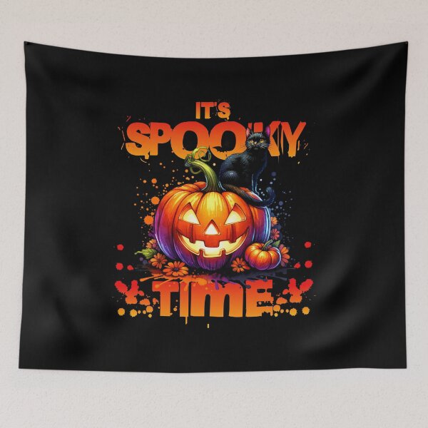 Item preview, Halloween Pumpkin Spooky Time Black Cat designed and sold by The Retromotel.