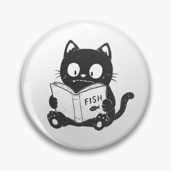 Item preview, Cute Black Cat – Fish Study Session designed and sold by Cute & Funny Hand-Drawn Prints | Happy Doodle Friends Shop.