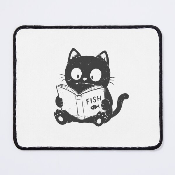 Item preview, Cute Black Cat – Fish Study Session designed and sold by Cute & Funny Hand-Drawn Prints | Happy Doodle Friends Shop.